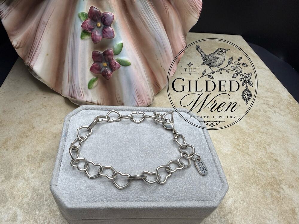 James Avery 925 Sterling Silver Heart Link Bracelet 6.5” Lobster Clasp USA